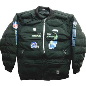 Seattle Seahawks Puffer Jacket Boys Medium Black NFL Football Coat